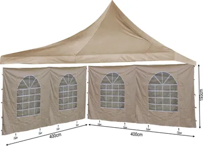 Produktbild von SET Ersatzdach 4x4m und 2 Seitenwände 400x193cm für Lounge Pavillon Sahara Sand