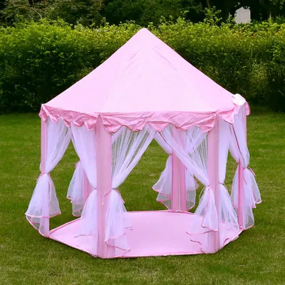 Produktbild von Kinderspielzelt Prinzessin Schloss Rosa, Spielhaus Indoor Outdoor, faltbares Kinderzelt mit Fenster, Geschenk für Mädchen ab 3 Jahre