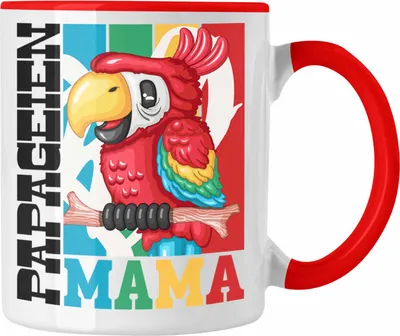 Produktbild von Trendation - Papageien Mama Tasse Geschenk für Papagei Besitzerin Spruch Geschenkidee Graupapageien Nymphensittiche Kakadu (Rot)