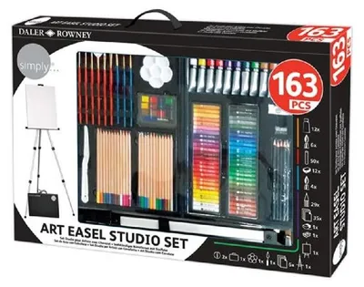 Immagine prodotto di Grande set per pittura Daler-Rowney con cavalletto - 163 pezzi