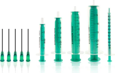 Produktbild von 5 Stück Spritzen-Set stumpfe Nadel verschiedene Größen 1 x 1ml 2ml 5ml 10ml 20ml
