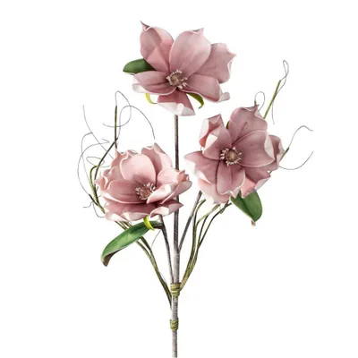 Produktbild von künstlicher Deko Magnolienzweig mit 3 Blüten L 105cm altrosa Formano Foam Flower
