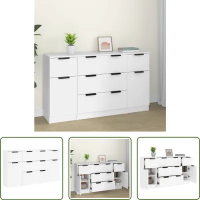 Produktbild von The Living Store 3-tlg. Sideboard-Set Weiß Holzwerkstoff