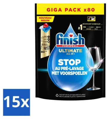 Produktbild von 15 x Finish Ultimate All in One Spülmaschinentabs - Vorteilspackung - 15 Stücke