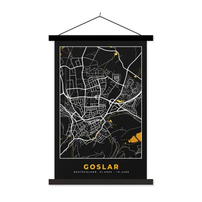 Produktbild von MuchoWow® Textilposter Stadtplan - Deutschland - Gold - Karte 40x60 cm mit schwarzem Rahmen - Wanddekorationen