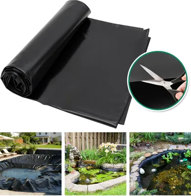 Produktbild von Ikodm Teichfolie 2 x 3 m 0,2 mm HDPE Schwarz,UV- und witterungsbeständige Gartenteichfolie,zuschneidbare Teichplane für Fischteich,Bachlauf und Garten