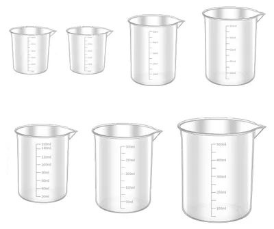 Maatbeker Set 7-teilig, Kunststoff, 30-500 ml, Skalierung
