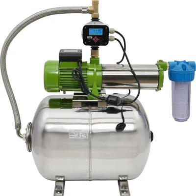 Produktbild von CHM GmbH Hauswasserwerk 100 L Edelstahl 1,5 Kw 8,5 Bar 8400 L/h Gartenpumpe, Wasserpumpe