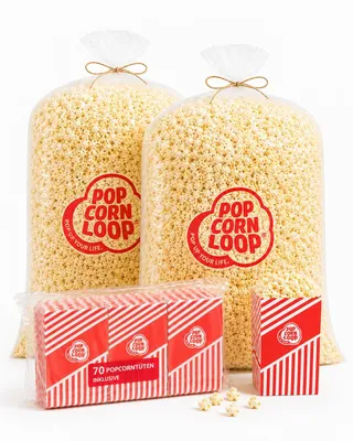 Produktbild von Popcorn Sack Süß 4 Kg ca. 100 liter inklusive 70 Popcorntüten Gratis Dazu Frisch und Verzehrbereit für Feste Events Veranstaltungen Partys Festivals