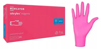 Immagine prodotto di Guanti monouso in nitrile per uso medico Mercator NITRYLEX magenta 100 pz taglia M