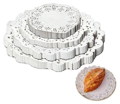 Produktbild von 600 Stück rundes Tortenspitzenpapier, rundes weißes Spitzenpapier, für Torten, Desserts, Snacks, Familienfeiern oder Tischdekorationen für Hochzeiten (weiß)