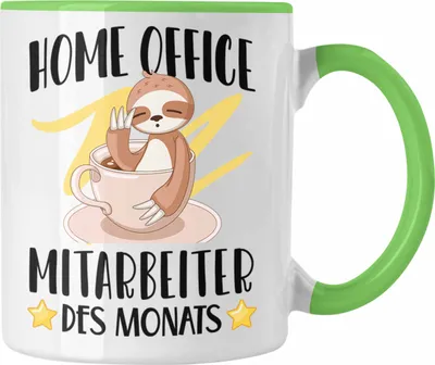 Produktbild von Trendation - Home Office Geschenk Tasse Kaffeetasse Homeoffice Zubehör Gadget Geschenke Männer Frauen Lustig Mitarbeiter des Monats (Grün)