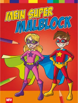 Produktbild von Malblock Superhelden mit 48 ganzseitigen Malvorlagen aus hochwertigem Papier