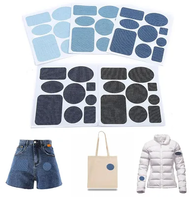 45-teiliges Jeans-Reparatur-Set, Aufbügel-Patches, 5 Farben, Nylon