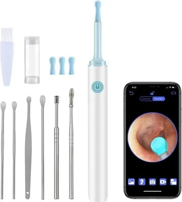Obrázek produktu pro Bezdrátové systémy na čištění uší – připojitelná kamera pro chytré telefony s voděodolností a rozlišením 1080p HD – ideální zařízení pro odstraňování a kontrolu ušního mazu.
