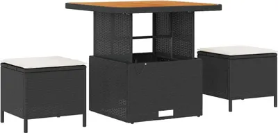 Image de Ensemble de salle à manger pour jardin Noir polyrotin