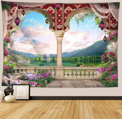 Produktbild von Urlaub Wandteppich Wohnkultur Landschaft Wandteppich Wohnzimmer Schlafzimmer Dekoration Wandteppich Zimmer Vorhang Strandtuch (180cm x 230cm, Farbe 3)