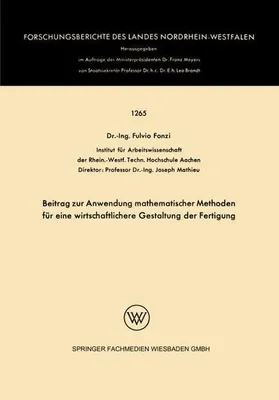 Obrázek produktu pro Beitrag zur Anwendung mathematischer Methoden für eine wirtschaftlichere Gestaltung der Fertigung