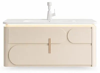 Image de Meuble sous-vasque salle de bain - 100 cm - Kaki - DALI