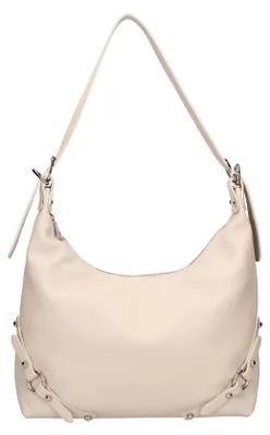 Productafbeelding van Dames Schoudertas Echt Leer Dollaro Vera Pelle Italy Verstelbare Draagriem Beige UNICA 30x30x9 cm