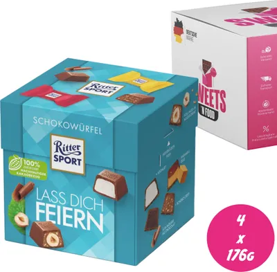 Produktbild von Ritter Sport Schokowürfel Lass Dich Feiern 4 x 176g