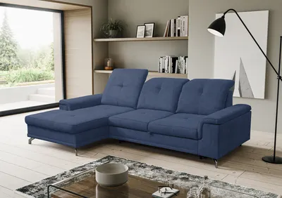 Produktbild von VENASI PANAMA Links Ecksofa mit Schlaffunktion und Bettkasten Schlafsofa BLAU Sofa L Form Eckcouch