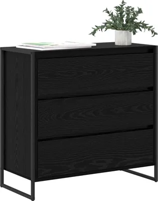 Image de vidaXL Sideboard noir imitation chêne 79 x 36 x 75.5 cm Bois composite