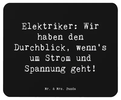 Produktbild von Mr. & Mrs. Panda Mauspad Spruch Elektriker Durchblick - Schwarz - Geschenk, Berufe, Mouse Pad, Wertschätzung, Berufsalltag, mousematte, Anerkennung, Handwerker, computer