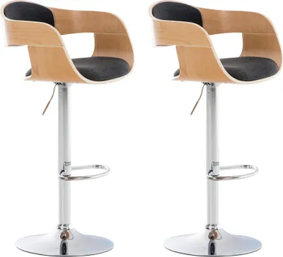 Produktbild von CLP 2er Set Barhocker Kingston Stoff drehbar mit Höhenverstellung natur/dunkelgrau