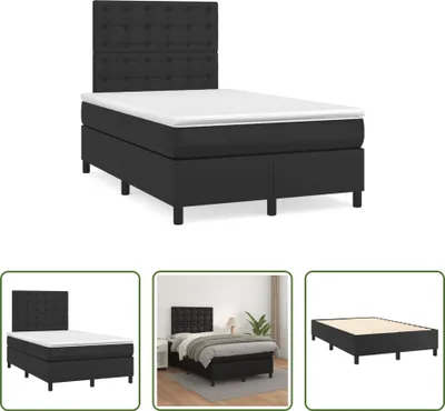 Produktbild von The Living Store Boxspringbett mit Matratze Schwarz 120x190 cm Kunstleder