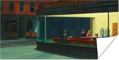 Produktbild von MuchoWow® Poster Nighthawks - Edward Hopper 120x60 cm - Bild
