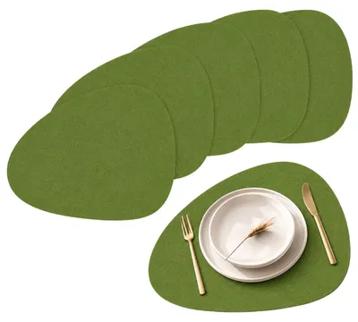 Produktbild von Filz Platzsets Oval, Platzdeckchen abwaschbar, Tischuntersetzer Filzmatten 6er Set (grün)