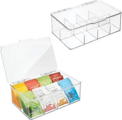 Produktbild von Aufbewahrungsbox Tee Kaffee Küche Organizer 8 Fächer mDesign 2er Set transparent