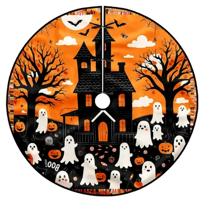 Produktbild von Halloween Baumrock aus orangefarbenem Samt für festliche Dekoration