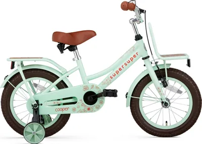 Produktbild von Supersuper Kinderfahrräder Mädchen Cooper Bamboo 14 Zoll 24 cm Mädchen Rücktrittbremse Mintgrün
