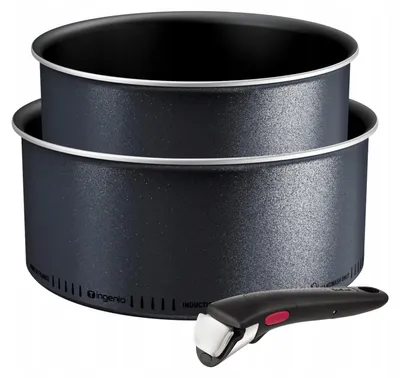 Immagine prodotto di Set di 2 pentole in alluminio 18/20 cm + 1 manico nero Tefal L7239003