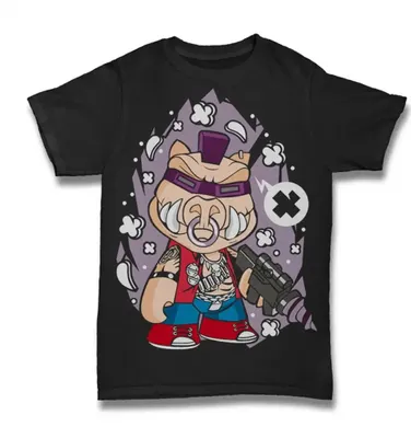 Produktbild von Herren Grafik T-Shirt Japanische Cartoon Cowboy Illustration - Anime – Japanese Cartoon Cowboy Illustration - Anime – Öko-Verantwortlich Vintage
