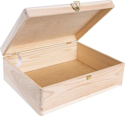 Immagine prodotto di Grande cassetta di legno con coperchio e serratura, 40x30x14 cm, per documenti e giocattoli