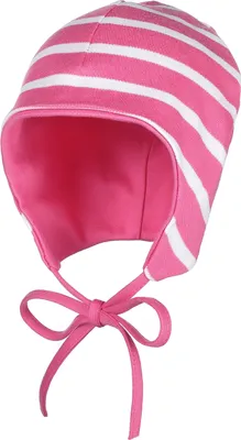 Produktbild von modAS Baby Mütze aus Baumwolle - Kopfbedeckung Mädchen Jungen mit Bindeband und Ohrenschutz in Magnolia-Weiß 39 cm – ca. 3-4 Monate