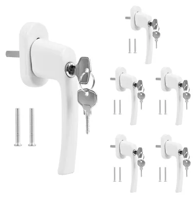 Produktbild von Set von 6 Abschließbaren Fenstergriffen mit Schlüssel 35mm Aluminium Weiß
