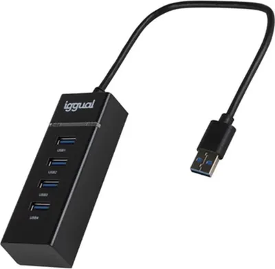 Produktbild von iggual IGG319246, USB 3.2 Gen 1 (3.1 Gen 1) Type-C, USB 3.2 Gen 1 (3.1 Gen 1) Type-A, 5000 Mbit/s, Silber, Aluminium, Rundkabel