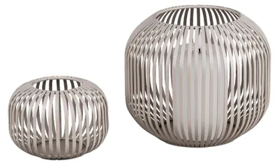 Produktbild von 2er Set Windlichter Wili Stäbe in Kugelform H. 10 + 18cm grau aus Metall Formano