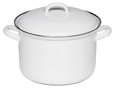 Vleespot mit Deckel 22 cm, Emaille, Weiß, 4,5 l, Induktion