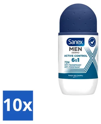 Obrázok produktu pre 10 kusov deodorantu Sanex Men Deo Roll-on Active Control, 53 ml - výhodný balík