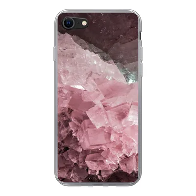 Produktbild von MuchoWow® Handyhülle Schutzhülle Hülle für iPhone 8 Naturstein - Rosa - Kristall Silikon Softcase Handy Hülle - Schutzhaube