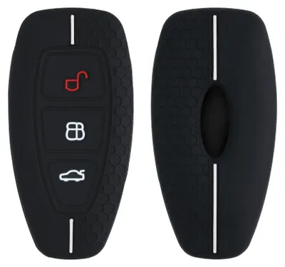Produktbild von kwmobile Schlüsselhülle für Ford 3-Tasten Autoschlüssel Keyless Go Hülle - Autoschlüssel Schlüssel Hülle aus Silikon - Schlüsseletui in Schwarz Weiß