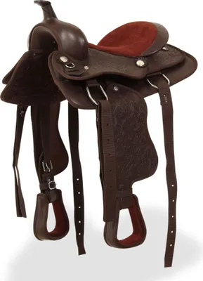 Image de Selle western, licol & plastron en cuir véritable 13" marron