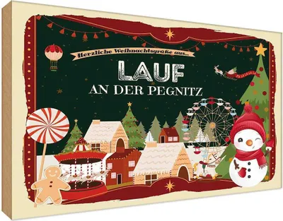 Produktbild von vianmo Holzschild 20x30 cm Weihnachten LAUF AN DER PEGNITZ