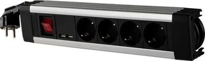 Image de REV Bloc multiprise 4x + KS USB SupraLine interrupteur noir