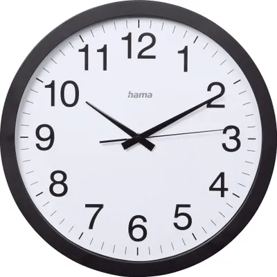 Produktbild von Hama Aruba, Wand, Quarzuhr, Kreis, Schwarz, Weiß, Kunststoff, Glas